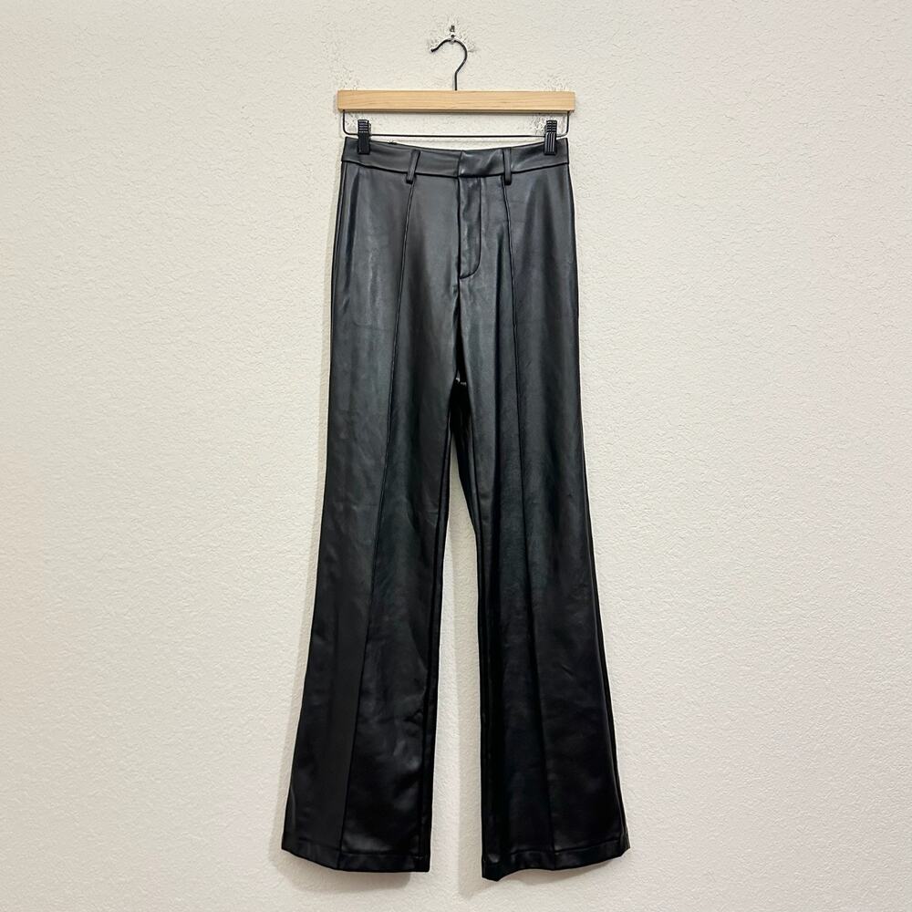 BECAUSE OF ALICE BOA Vegan Leather Wide Leg Trousers Black HR Goth NWT